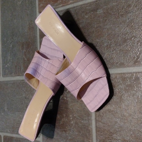 BY FAR Pastel lilac Purple croc print embossed leather square toe Sandal size 37 - Picture 4 of 10